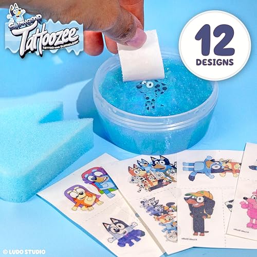 SLIMYGLOOP Tattoozee, Bluey Tattoo Transfer Slime Kit, Sensory Play for Kids Ages 6+, Cotton Candy Scented, Glitter Texture - image 3