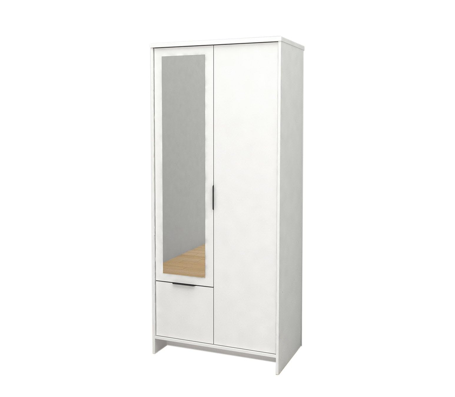 S & S Saldos y Stocks Armario de Dormitorio con Espejo DN 2 Puertas Blanco 190x80x50 cm