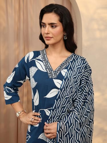 Image of Libas Printed Cotton Blend Straight Kurta Set for Women | daily wear suit