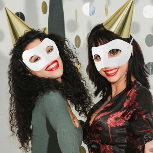 Masque de mascarade papier blanc POPETPOP pour DIY et halloween (10 pièces) - 7