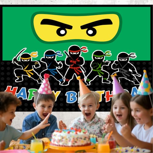 Image of Ninja Theme Backdrop | Backdrop for Birthday Decoration | Happy Birthday Banner (Pack of 1, Multicolor, Size: 4x3 Feet)
