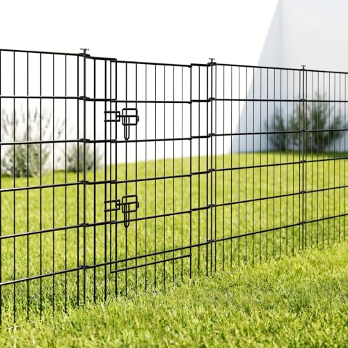 ARIFARO Valla Decorativa de Jardín de 5 Paneles de Longitud Total de 3,5 m (81 cm de Altura x 71 cm de Ancho) No Cavar Barrera de Animales de Esgrima con 4 Paneles + 1 Puerta para Conejos, Patio
