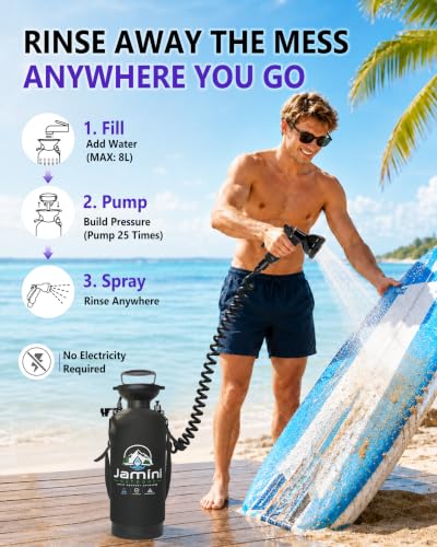 Jamini ducha portátil de 2.1 galones (8L) para camping miniatura 6