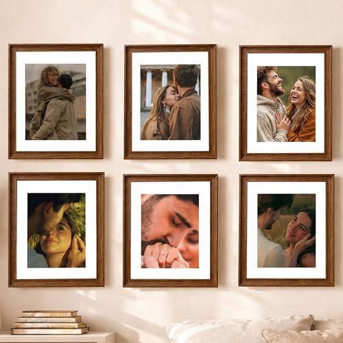 Image of Art Street Wooden Photo Frame for living room, Aesthetic Cave Design Photo Frames for Photograph, Art Work, Certificates Set of 6 (6x8 Inch, Brown)