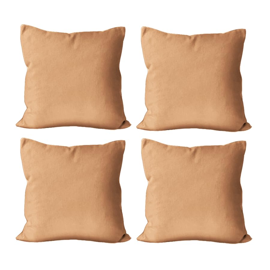 Koisas Kasa -Pack 4 Cojines 45 x 45 cm Sofá con Relleno Incluido, Funda Suave Liso Poliester, Set 4 Cojines Cama Decorativos (Beige)