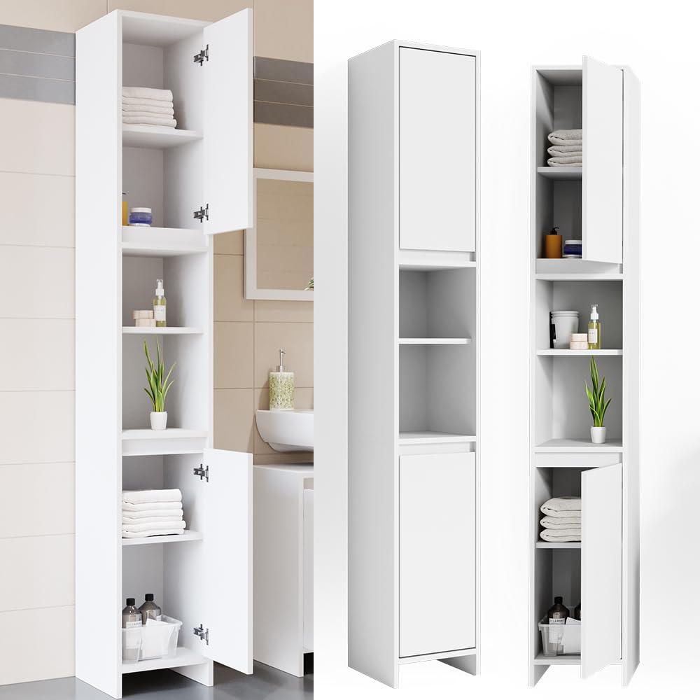 Vicco Mobile bagno alto Emma, Bianco, 30 x 190 cm, combinabile con la serie Emma per l'organizzazione in bagno