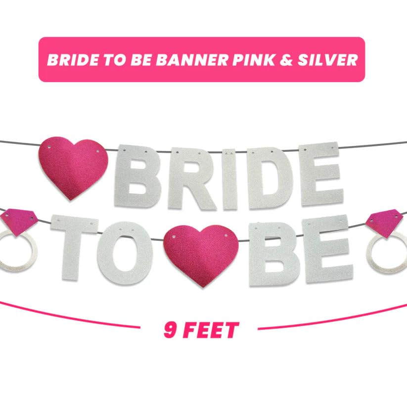 PartyToko Bridal Shower Decorations, Pre-Strung Bride to Be Banner - Gold Glitter, Bachelorette Party Decorations, Bridal Shower Decor Sign, Wedding Shower Decorations 1pcs 2