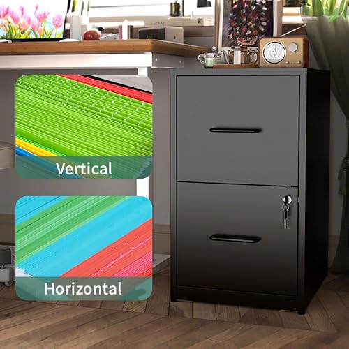 Image of 2 Drawer File Cabinet with Lock,Metal File Cabinet for Home Office