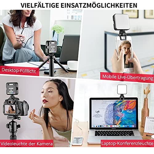 Kameralicht RGB mit Stativ, YELANGU LED Videoleuchte with 2000mAh Battery. Video licht Mini Dimmbare 2500K-9000K, Foto… – Bild 6