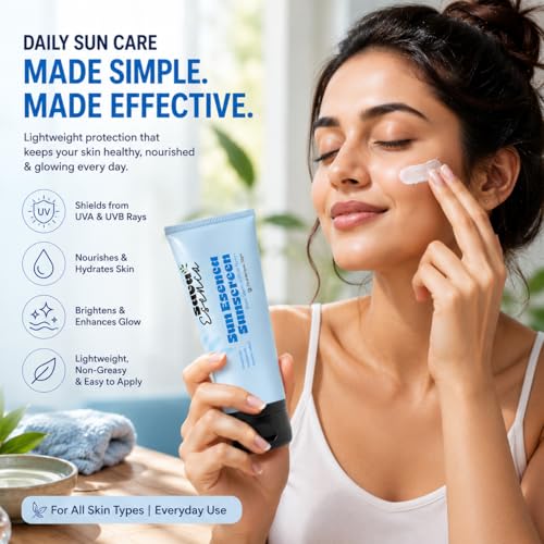 Image of Sunscreen SPF 50+ PA++++ Broad Spectrum UVA & UVB Protection, Moisturising Face Sunscreen with Avocado Oil, Niacinamide & Turmeric, Non-Comedogenic Plant Based Daily Sun Care Cream, 50 g