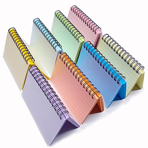 Tarjetas de índice con espiral y rayas, 8 paquetes de 5x3 pulgadas para notas en 8 colores 5