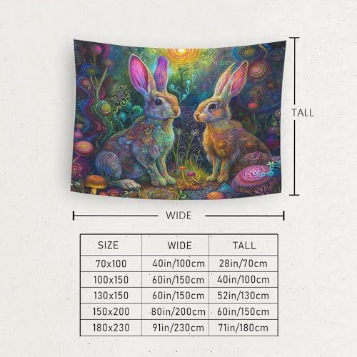 Tenture murale lapin 3D grand format en tissu de décoration - 6