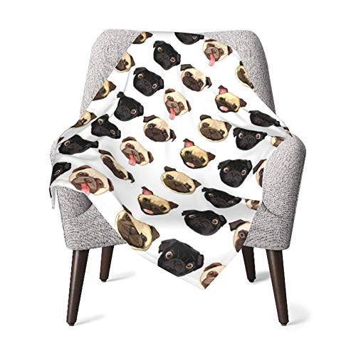 Soft Black Yellow Pug Baby Blanket Fleece Baby Girl Blanket Plush Dot Toddler Newborn Blanket Woodland for Nursery Stroller Crib Receiving Blanket Infant Unisex