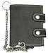 Men's Large Gray Biker's Genuine Leather Wallet with 20 Inch Long Chain to Hang