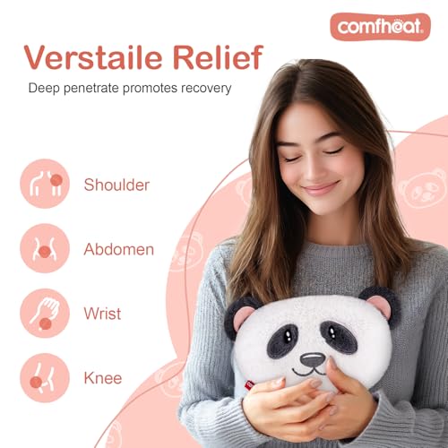 Image of Panda Microwave Heating Pad for Period Cramps, Moist Heat Pack | Menstrual, Muscle Pain Relief Stuffed Animal Heating Pad Plush with Flaxseed Filling, Washable Cover, for Girl Women