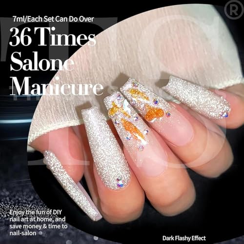 Image of THR3E STROKES Gel Nail Polish Set - 6 Colors Gel Polish Glitter Gel Polish Sparkle Nail Polish Gel Manicure DIY Salon Nail Art Gifts (DISCOPAL, 7.5ML)