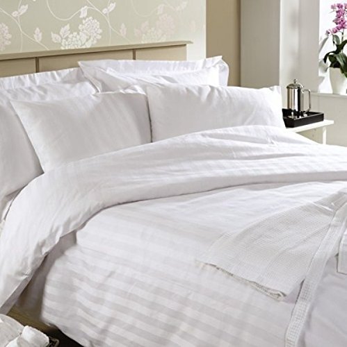 Linenwalas 100% Cotton Stripe 300 TC Duvet Cover for Single Size, White Quilt Cover, Duvet Cover Single White, Premium Cotton Quilt/Comforter Cover (60x90 inch)