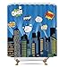 Superhero Shower Curtain Panel Buildings Cityscape City Cartoon Fabric