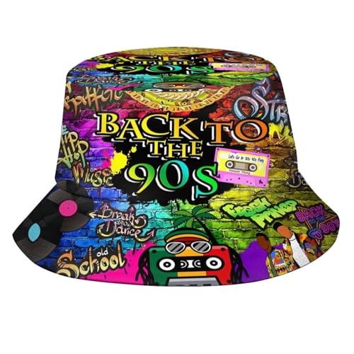 Cuiliqun 80s 90s Outfits Fashion Retro 80s 90s Bucket Hat for Women Men Rave Festival Party Accessories for Woman Packable Fisherman Sun Hat