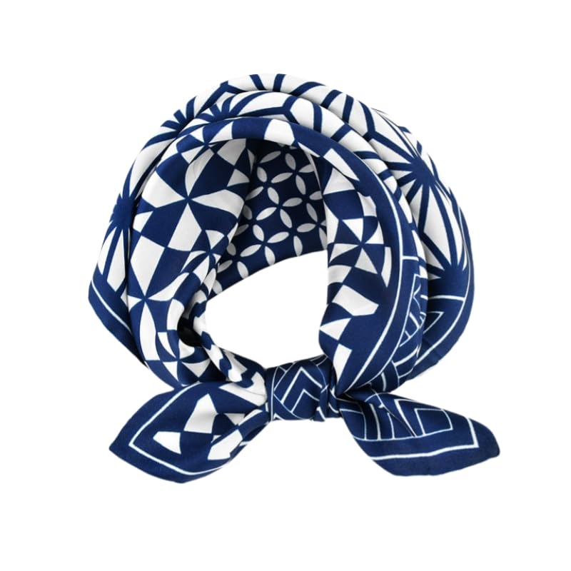 Foulard carré en soie véritable avec motif patchwork marine chic