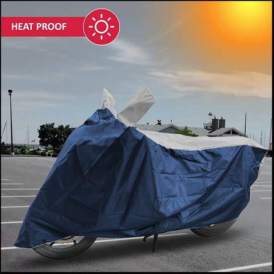 Image of All Weather Protection Scooty Cover for Jupiter 125 Large - Anti UV - Dustproof - Polyester Top of The Line Scooty Cover Blue Silver