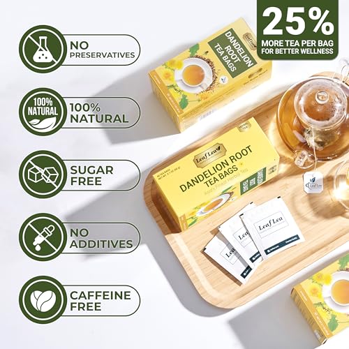 Image of LeafLea Dandelion Root Tea Bags, Natural And Pure, 120 Count