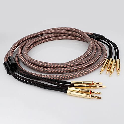 DREEK Cable De Cobre Puro HIFI OCC Cable De Altavoz De Audio Con Conector Banana Chapado En Oro(3 Meters)
