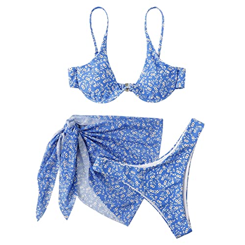 Conjunto de Bikini de Mujer de Dos Piezas con Estampado para Playa y Piscina Traje de Baño y Moderno (E, S)