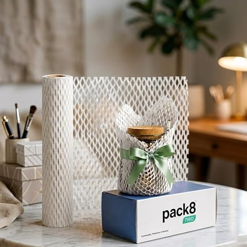 Image of Pack8 Neo Honeycomb Sustainable Paper Packaging Roll, Expandable Cushioning For Breakables, Fragile Items, Shipping, Gifts | Expandable Upto 40-50% (White, 10M X 15 inch)