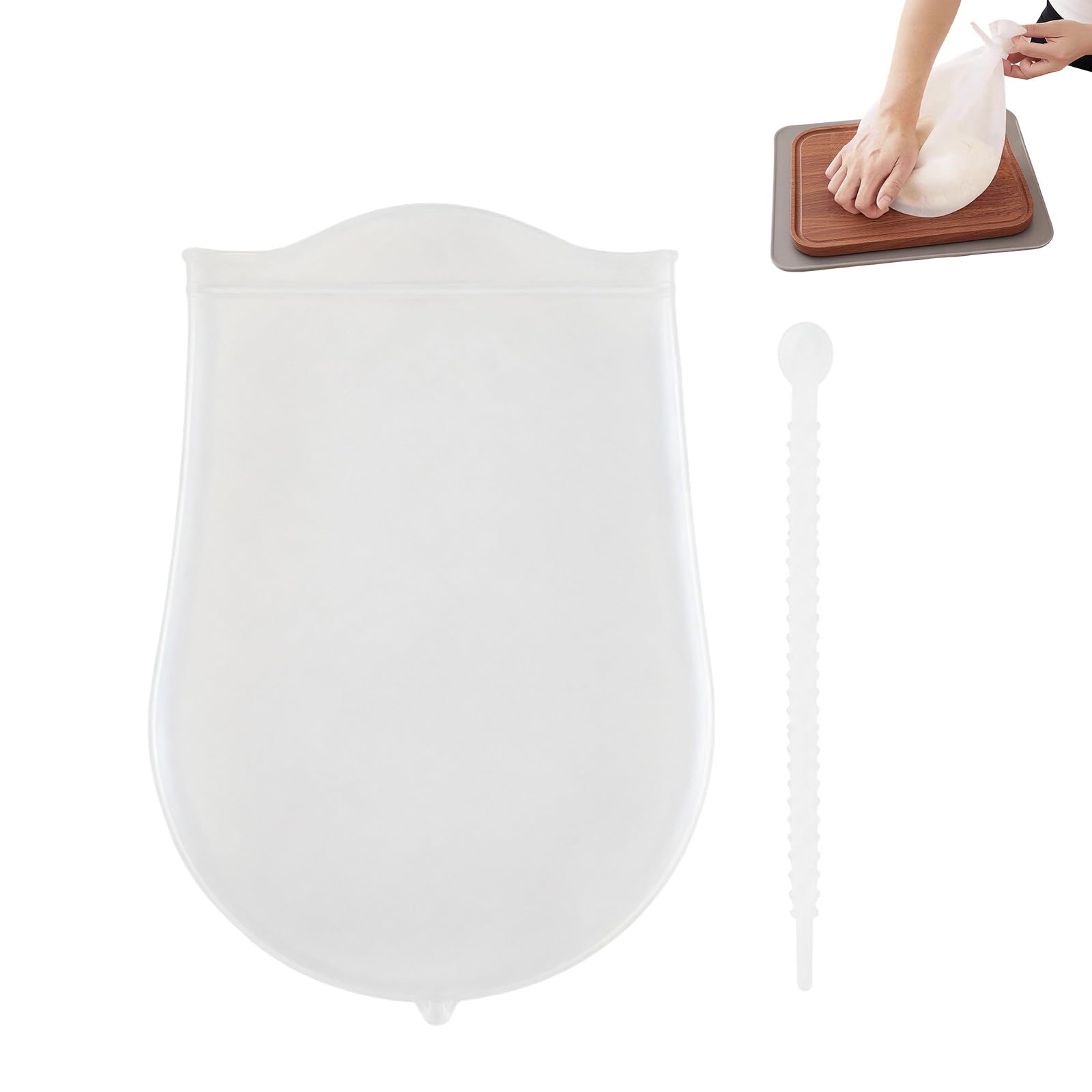 DCYQAIN Reusable Silicone Kneading Dough Bag, Food Grade Transparent Flour Mixing Bag with Sealing Belt, Non-Stick Kitchen Baking Tool for Bread, Pastry, Cake & Dough Prep