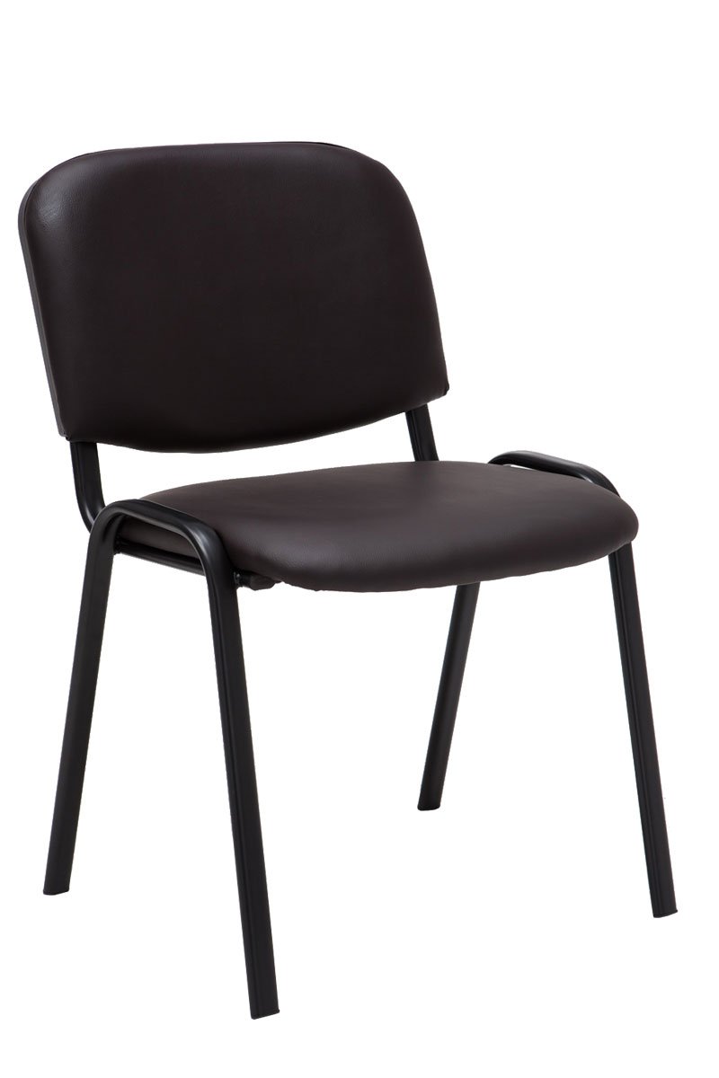 CLP Lot De 6 Chaises Visiteur Empilable Ken en Similicuir I Chaise De Récéption Confortable avec Dossier Pieds en Métal Robustes, Couleur:Marron