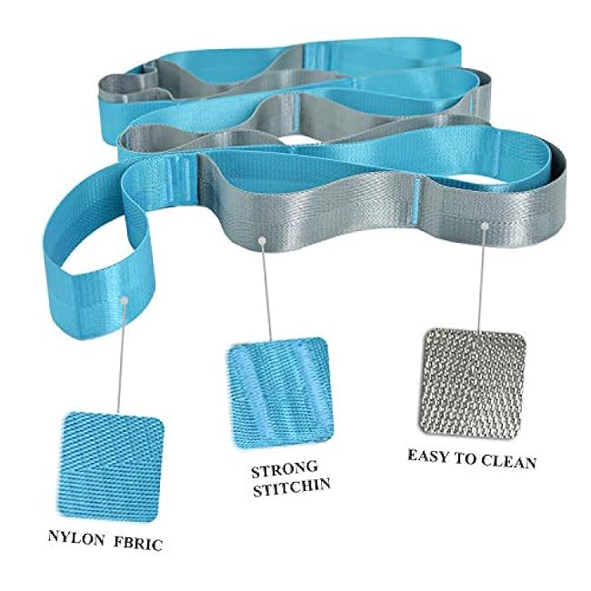 SANKUU Yoga Straps Stretching Strap with 12 Loops Workout Poster, Straps for Stretching Physical Therapy Equipment Long Stretch Out Bands for Exercise, Pilates and Gymnastics for Women Men