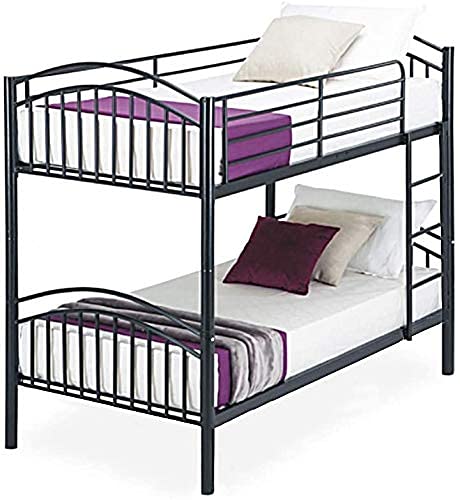 Image of 3Ft Single Metal Bunk Bed Frame, 2-Storey 2 Sleepers Bed Frame Bunk Bed Bedroom Dorm Apartment For Adults Children Teenagers Twins(Black)(Glossy)