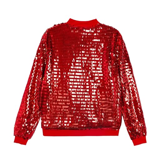 Image of YIYI Mens Jacket Bomber Sequin Sparkly Varsity Unique Glitter Jacket Male Party Shiny Outwear Coat Birthday Holiday Clothes