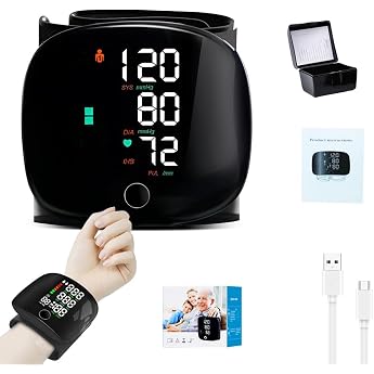 Wrist Blood Pressure Monitor with LCD Screen 2 x 99 Memory Slots Automatic German Voice Output for Home and Travel