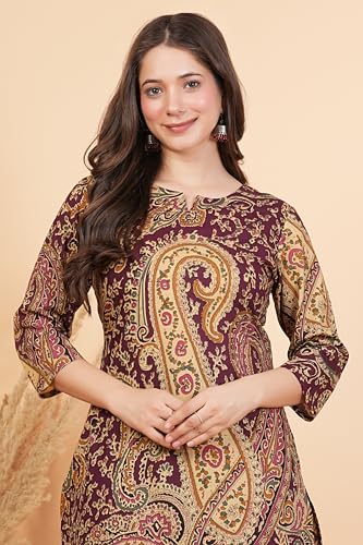 Image of rytras Women Woman Pure Cotton Printed A-Line Kurta Sets with Palazzos|Kurti Set for Woman|Cord Set for Women Cotton