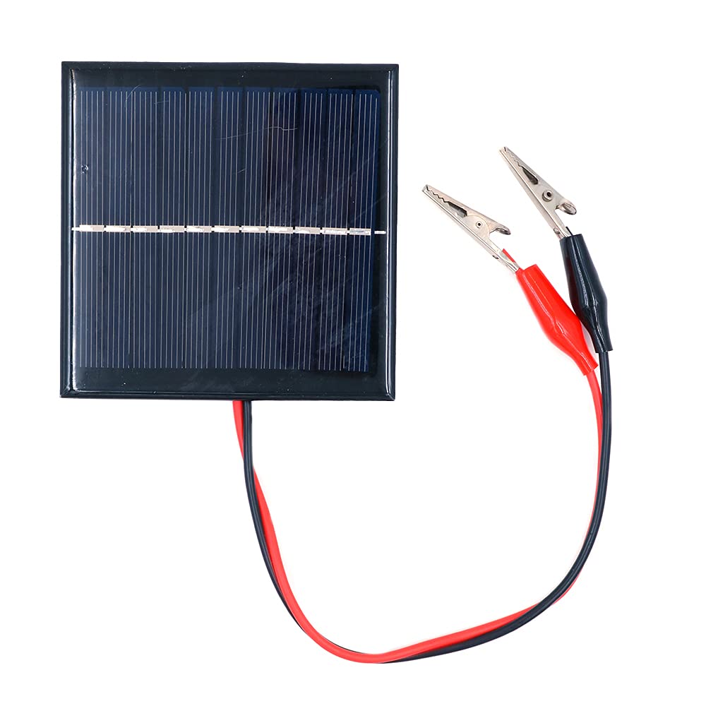 Kit mini pannello solare da 1 W 5,5 V, clip a coccodrillo con cavo da 35 cm, caricabatterie per batterie, casa fai-da-te, progetti scolastici di scienze, campeggio, pesca, escursionismo