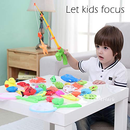 Cozybomb Kids Pool Fishing Toys Games - Summer Magnetic Floating Toy Magnet Pole Rod Fish Net Water Table Bathtub Bath Game - Learning Education For Age 3 4 5 Boys Girls Toddlers Carnival Party Favors #TOP2