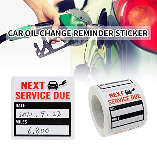 Oil Change Service Reminder Stickers - 300 Pcs 2x2 Black, Next Service Due Roll, Removable Vinyl Peel & Write, No Residue Car Sticker