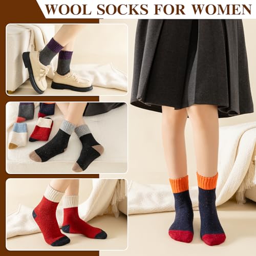 Trifabricy Wool Socks for Women, 5 Pairs Cozy Thick Womens Wool Socks Gifts - image 6