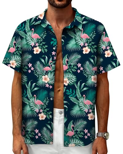 Hawaiian Shirt for Men Tropical Shirts Summer Beach Button Down Short Sleeve Luau Aloha Floral Cruise Vacation Outfit 20252