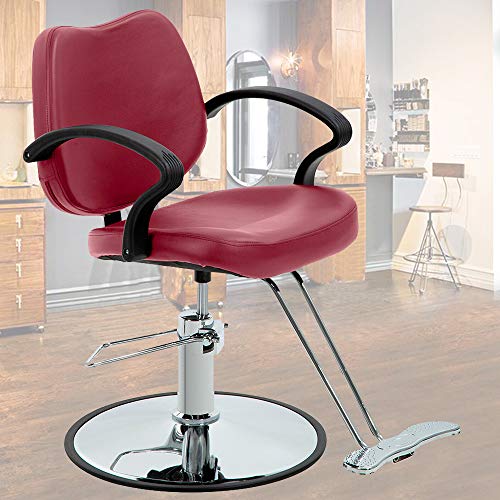 Salon Chair Barber Chair Styling Chair Hydraulic Heavy Duty Leather Swivel Classic Hair Salon Chair Shampoo Tattoo Spa Beauty Equipment for Hair Stylist Women Man,Burgundy