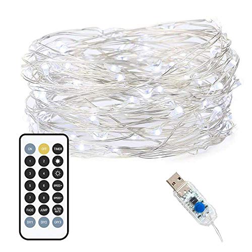 Arca - 2020 - Lampe LED de chambre de jardin pour crèche, 5 m en cuivre étanche IP67/IP64 avec connexion USB lumière chaude télécommandée 8 modes et 3 en DIY minuteur anti-nœud super résistant (5M) Cover