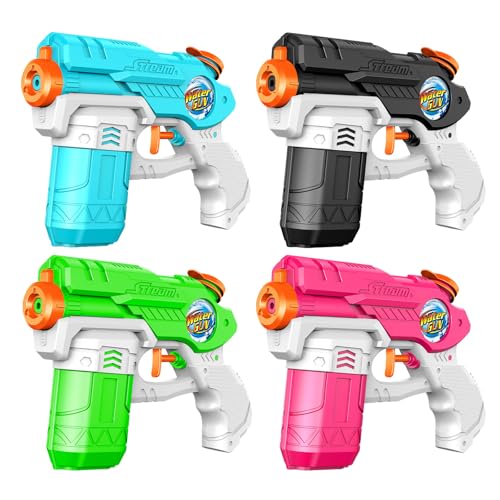 Water Guns for Kids and Adults, 4 Pack Super Squirt Blaster 220cc High Capacity Soaker Long Range...