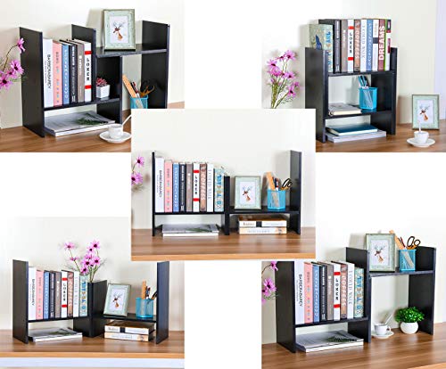 Pag SSSJ3-BL Adjustable Desktop Shelf Wood Small Bookshelf Desk Supplies Organizers And Accessories Storage Display Rack Office Decor thumb #5