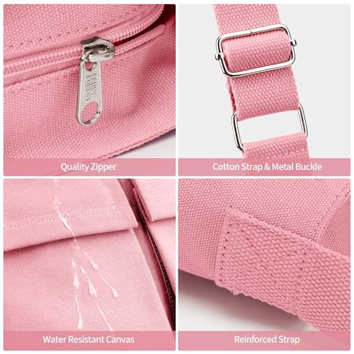 Image of KALIDI Canvas Tote Bag Zipper Large Crossbody Shoulder Bag Messenger Bag | Hobo Purse Cross Body Handbag for Women or Men Casual College Work Travel Daily Commuting Everyday