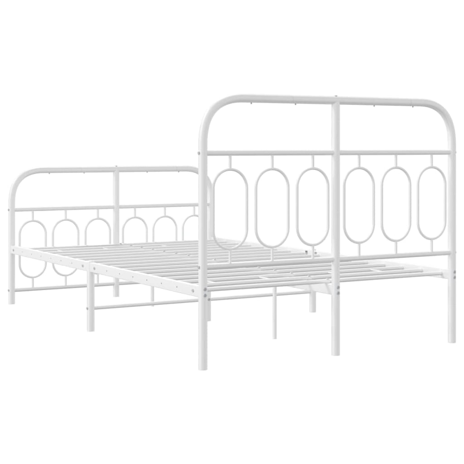 WGYHOME Metalowa rama łóżka, 120 x 200 cm, z zagłówkiem i podnóżkiem, biała, stabilna konstrukcja stalowa – dla dorosłych