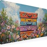 Tappetino mouse grande XXL 100 x 50 cm, Mouse Pad Base in Gomma Antiscivolo con Bordi Cuciti, Mousepad Ergonomico per Ufficio Accessori Scrivania Tastiera del Computer Portatile Scatola Fiore B0J-156