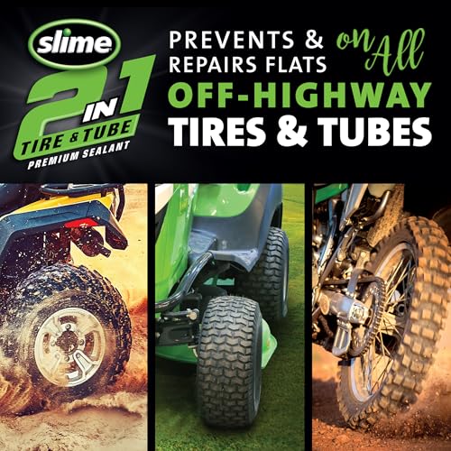 Image of Slime 10194 2-in-1 Tire & Tube Sealant Puncture Repair Sealant, Premium, Prevent and Repair, Suitable for All Off-Highway Tires and Tubes, Non-Toxic, Eco-Friendly, 32 oz Bottle