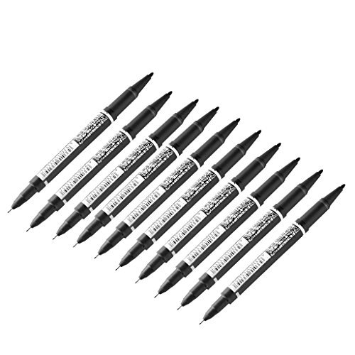 sharprepublic 10pcs Stylo Feutre Marqueur Peau Pen Noir à Double Extrémités Accessoire Tattoo pour Peinture de Tatouage Corps Visage